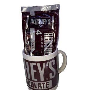 HERSHEYS MILK CHOCOLATE Ceramic Coffee Mug Cup and Chocolates 12 oz Mug
